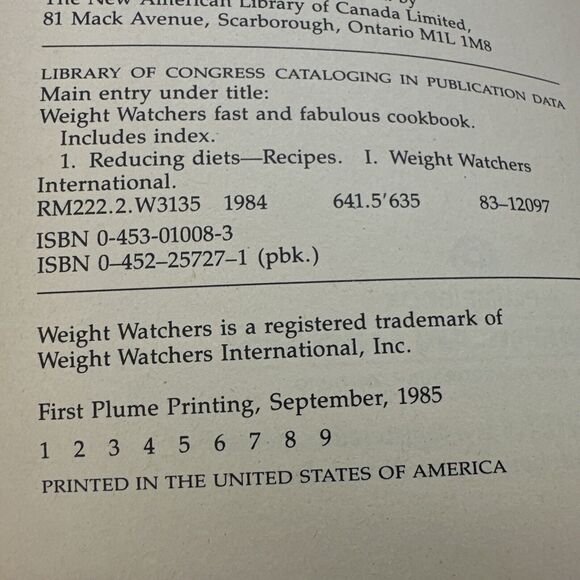 Vintage Paperback Weight Watchers Fast & Fabulous Cookbook Jean Nidetch 1985 WW - Picture 8 of 16
